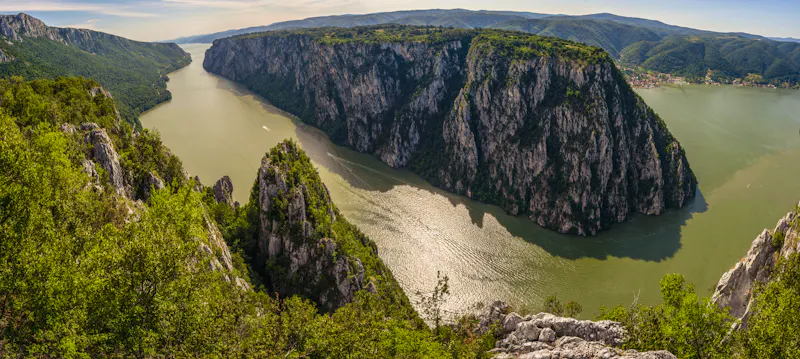 Panorama of the Djerdap National Park from the Ploce viewpoint between Kladovo and Donji Milanovac  the place where the Danube is narrowest and deepest - &copy;Pedja - stock.adobe.com