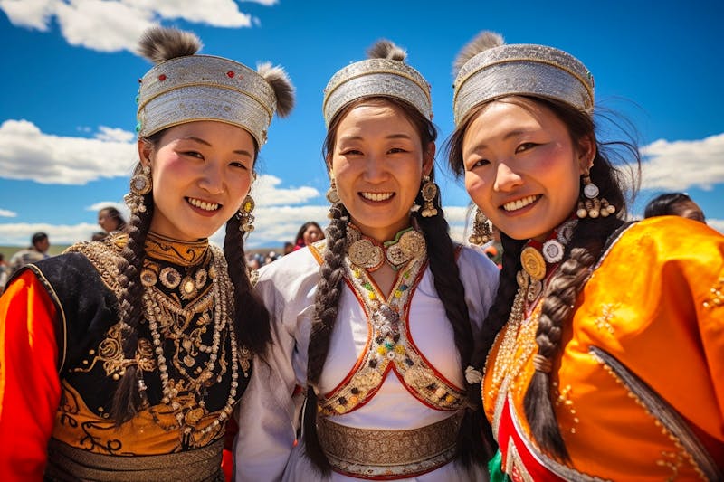 Ulan Bator - geschmückte Mongolinnen in traditioneller Tracht zum Naadam-Fest - ©The Little Hut - stock.adobe.com
