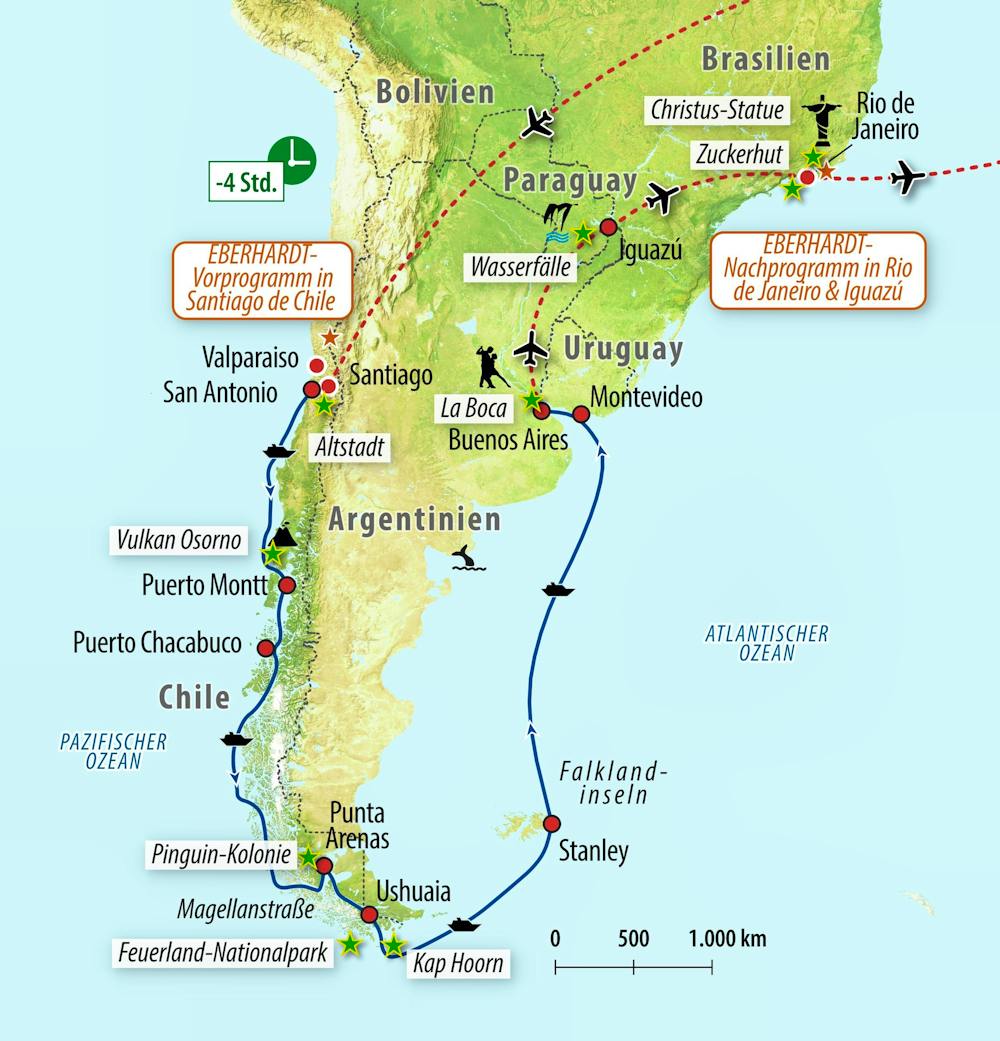 Reiseroute Chile-Brasilien – © Eberhardt TRAVEL