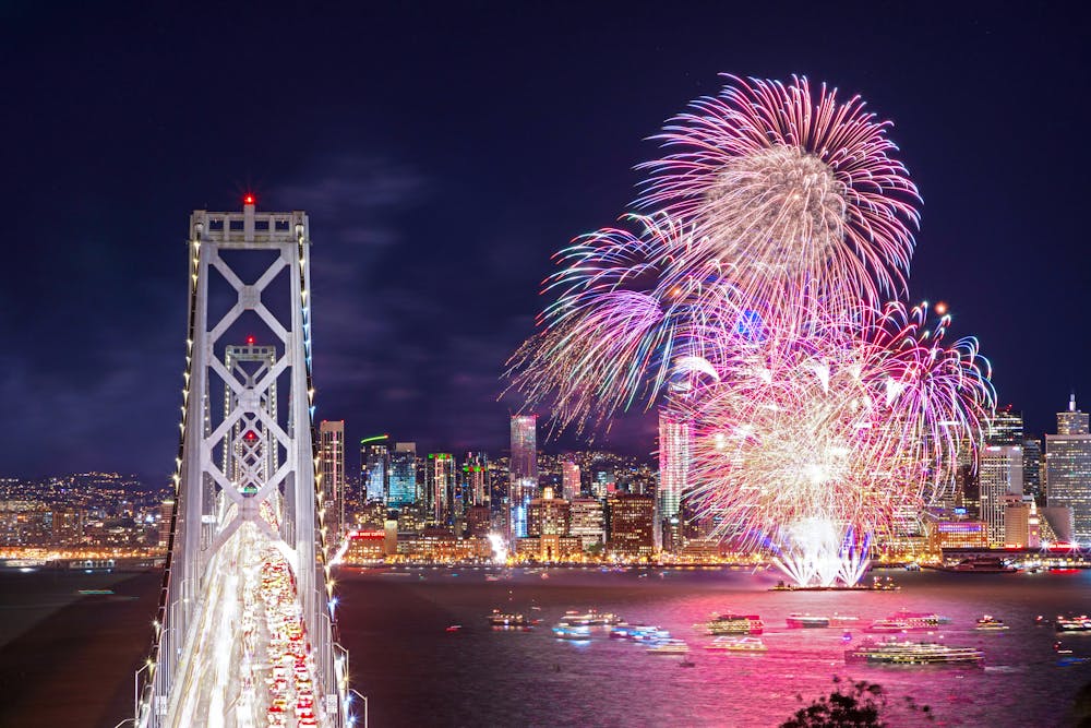 Silvester in San Francisco - Feuerwerk über der Bay Bridge &ndash; &copy; Takuto - stock.adobe.com