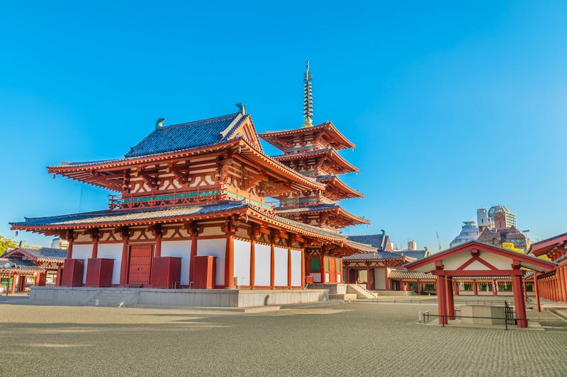Shitennoji Temple in Osaka  Japan

OSAKA  JAPAN - OCTOBER 24   Shitennoji Temple in Osaka  Japan on October 24  2014  Constructed in 593  the temple is the first Buddhist and oldest officially administered temple in Japan - ©coward_lion - stock.adobe.com