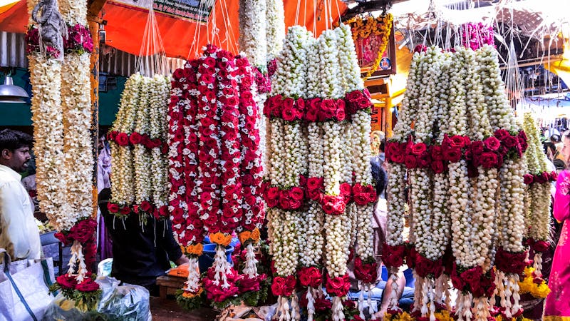 Mysuru (Mysore) - Blütenketten auf dem Blumenmarkt - ©Mohd - stock.adobe.com