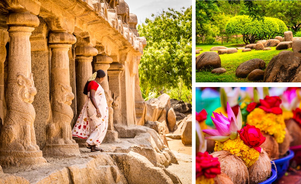 Indien - faszinierender Süden - blumengeschmückte Kokosnüsse für ein Hindu-Ritual &ndash; &copy; JB Photos - stock.adobe.com