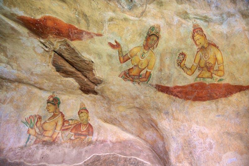 Fresko im Sigiriya Felsen - die Wolkenmädchen - ©Dmitry Chulov - stock.adobe.com