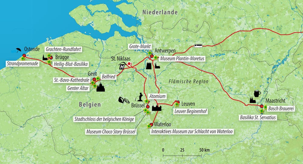 BE-AALST - Reisekarte 8 Tage  &ndash; &copy; Eberhardt TRAVEL