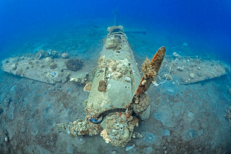 Japanisches Jagdflugzeug aus dem 2. Weltkrieg vor der Küste von der Insel Neubritannien in Papua-Neuguinea - ©Mike Workman - stock.adobe.com