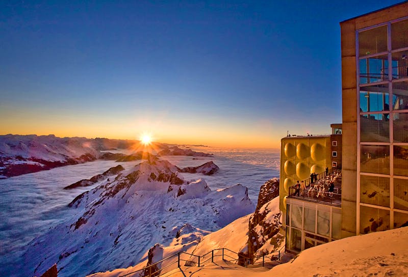 Sonnenuntergang auf dem Säntis im Winter - ©Alan Meier - Säntis-Schwebebahn AG
