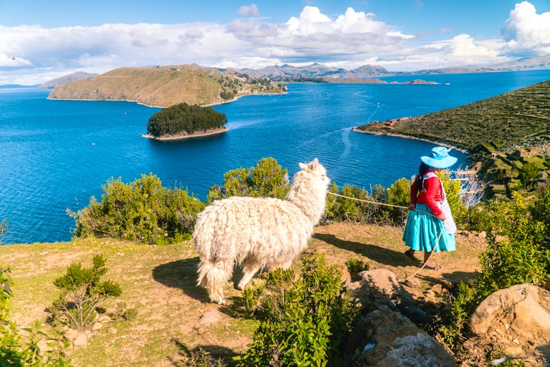 Frau mit Alpaka am Titicaca-See - ©Jam Travels - stock.adobe.com