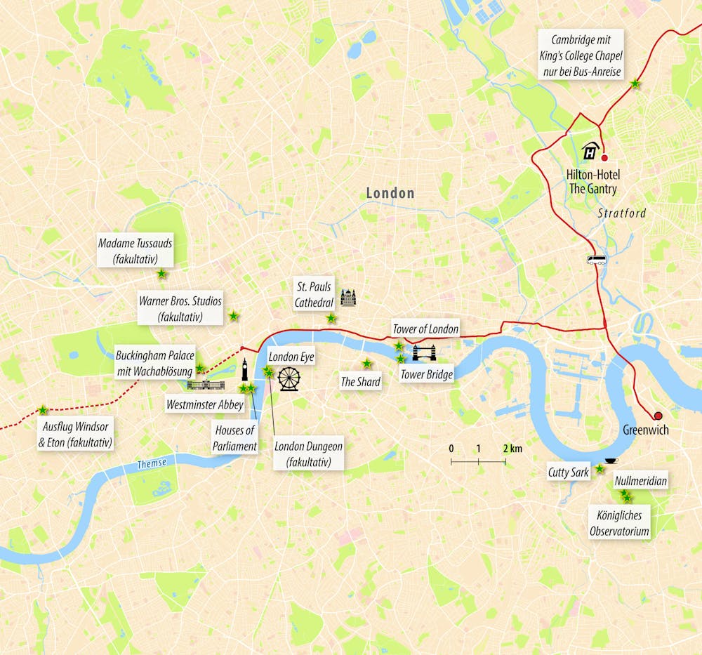 Stadtkarte London GB-LONB7 und GB-LONF5 Bus und Flug – © Eberhardt TRAVEL