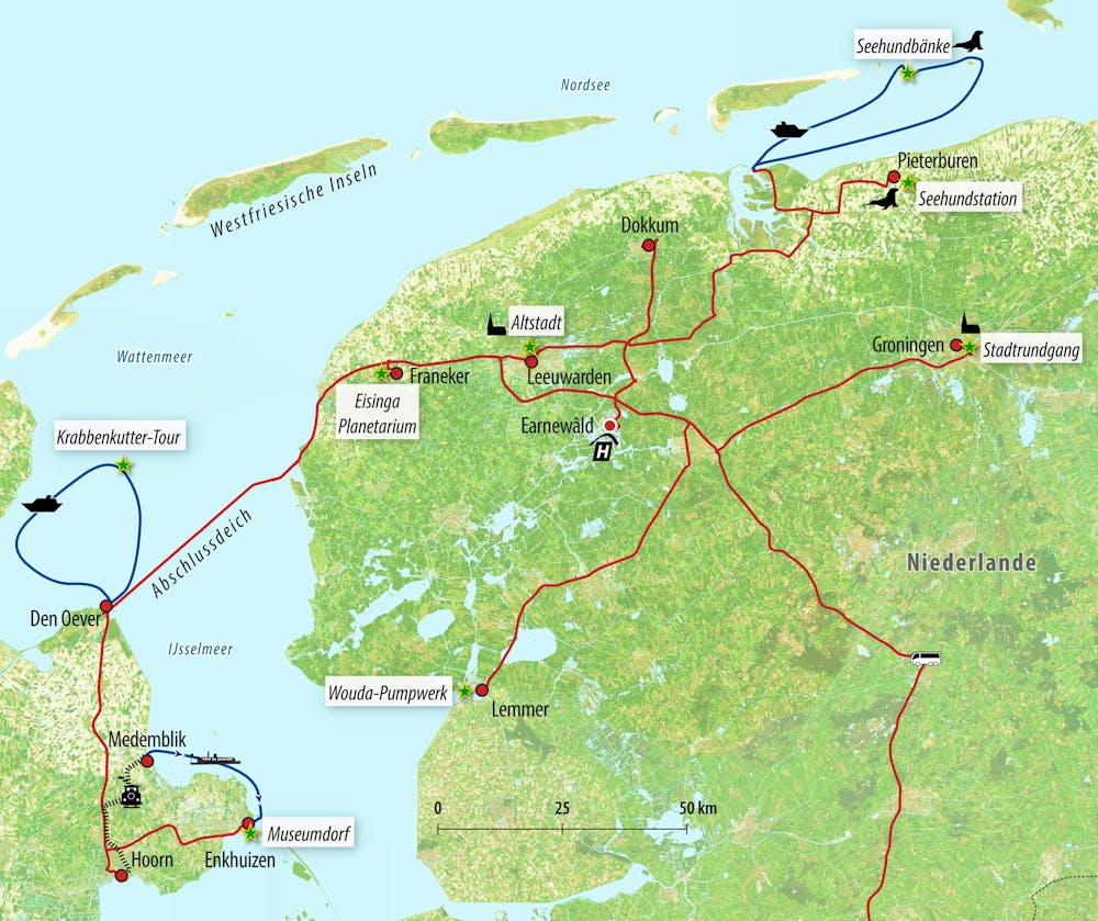 Ihre Reiseroute NL-WATHO – © Eberhardt TRAVEL