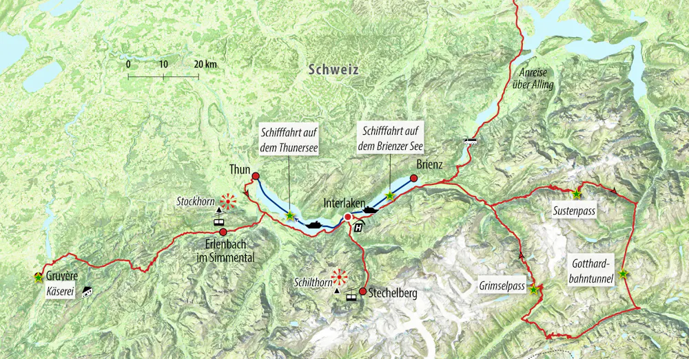 Ihre Reiseroute CH-INTBH &ndash; &copy; Eberhardt TRAVEL 