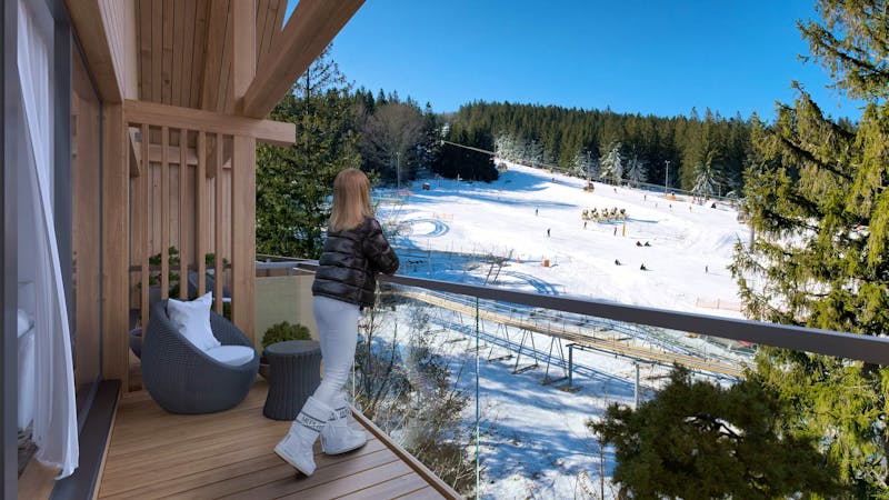 Forest Park Resort & Spa in Bad Flinsberg - Appartement mit blick auf das Skigebiet  – ©Forest Park Resort & Spa
