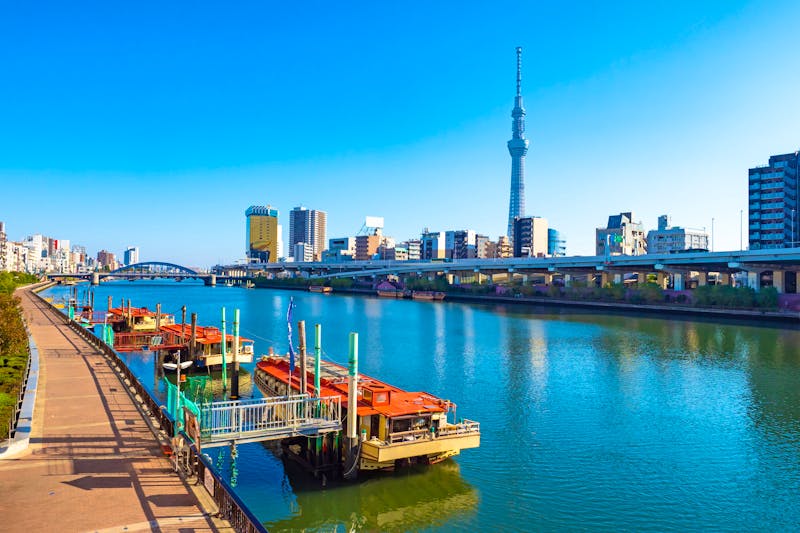 Ausflugsschiffe auf dem Sumida-Fluss in Tokio - ©Grispb - stock.adobe.com