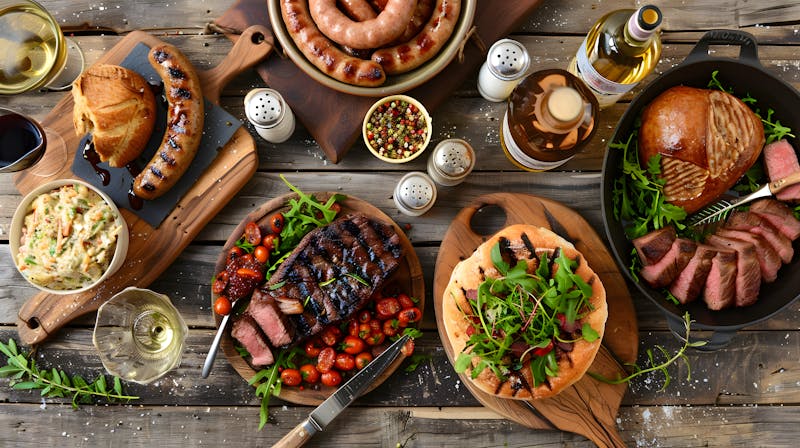 Australisches Essen, inspiriert vom Outback sind: von gegrilltem Steak bis zu Känguru-Würstchen - &copy;Travis - stock.adobe.com