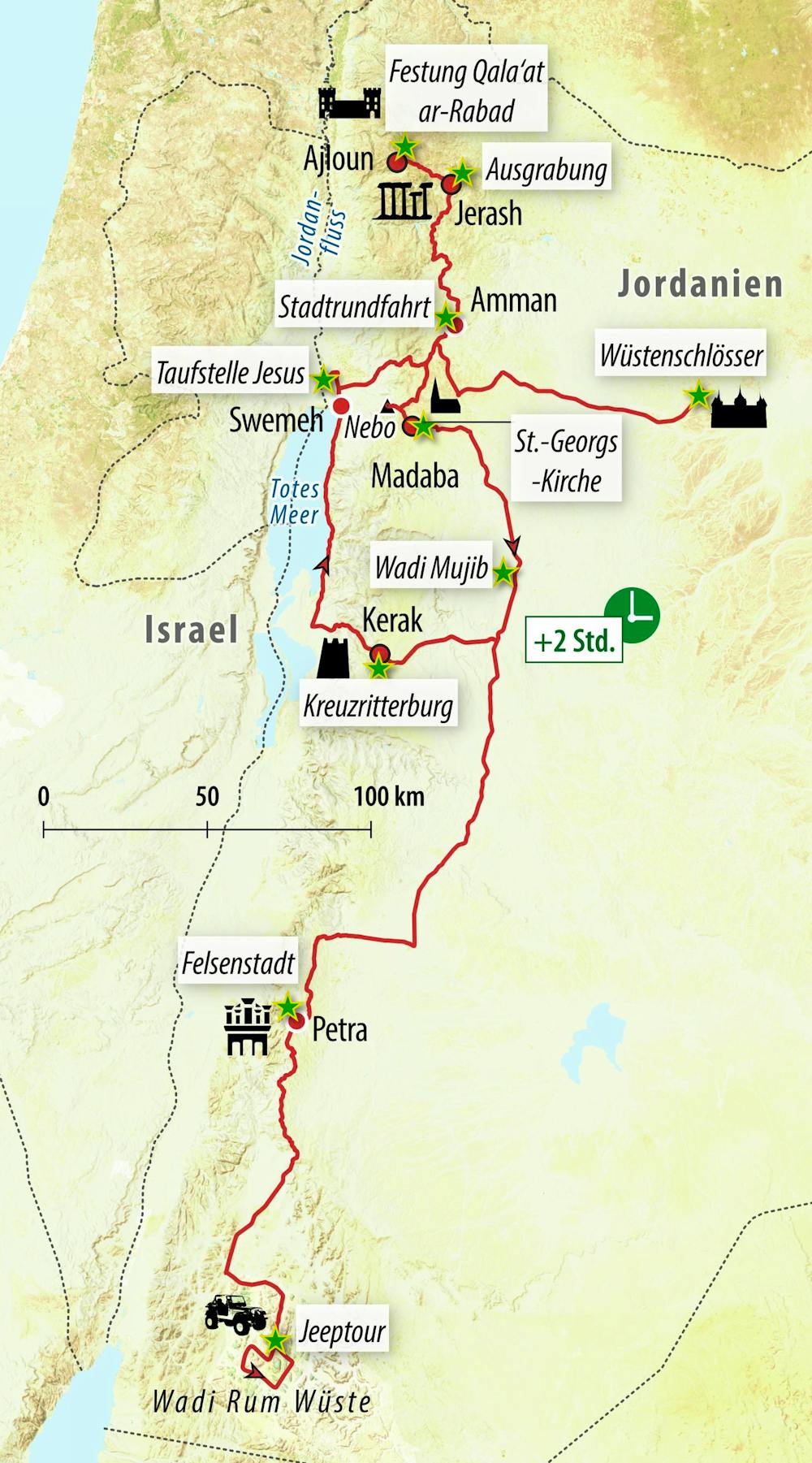 Ihre Reiseroute JO-JORDA  – © Eberhardt TRAVEL 