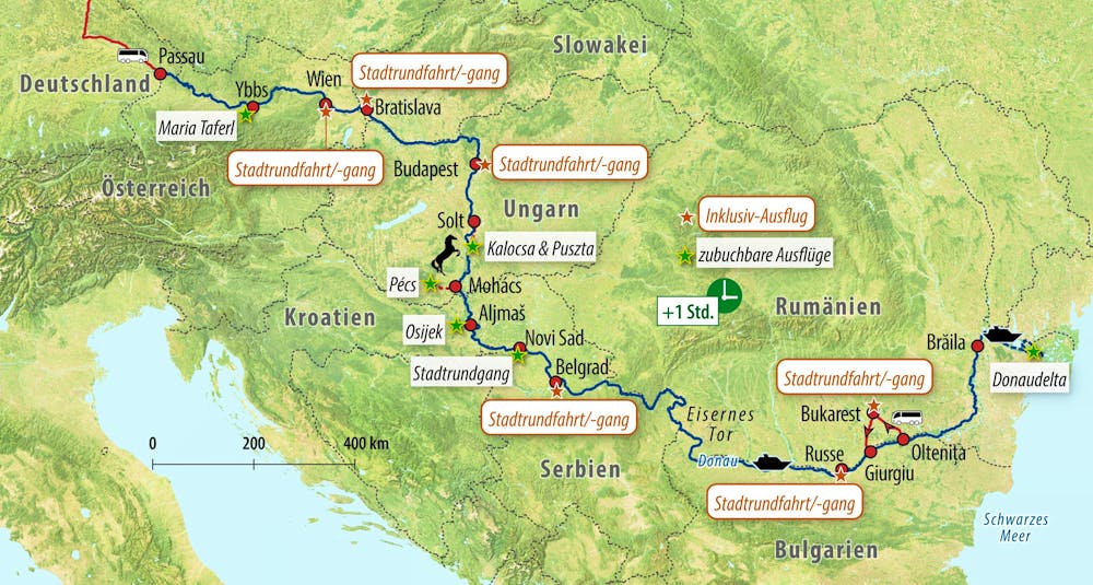 Ihre Reiseroute UA-DONAU – © Eberhardt TRAVEL