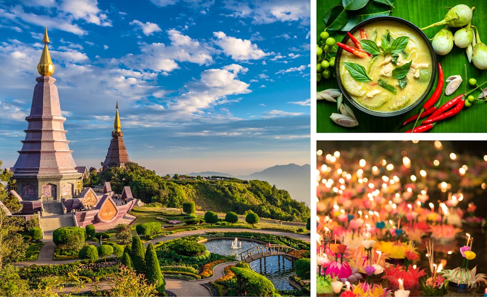 Thailand - Tempelberg in Chiang Mai, grünes Thai-Curry und Lichterfest in Bangkok &ndash; &copy; Noppasinw, chokniti, Bigc Studio - stock.adobe.com