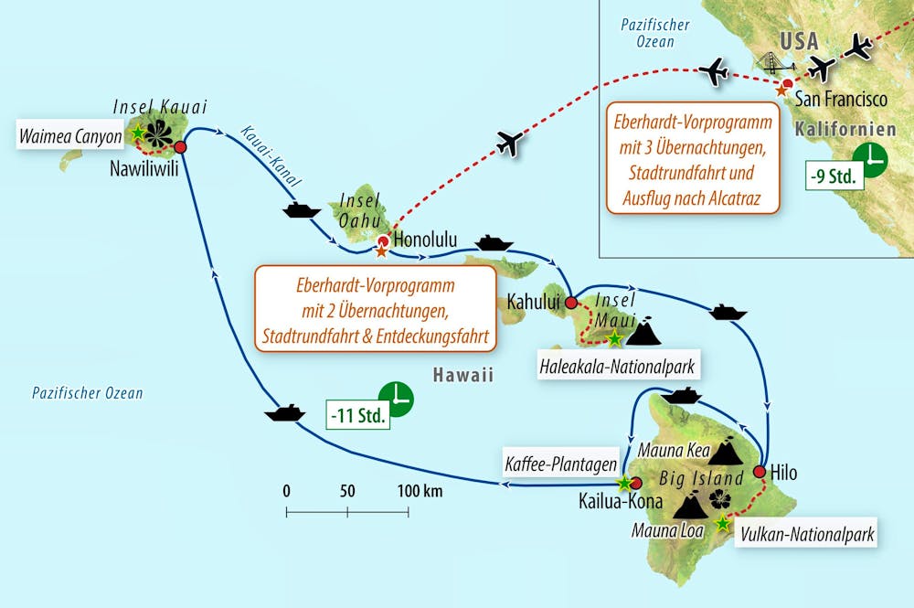 Ihre Reiseroute US-HAWAK  – © Eberhardt TRAVEL 