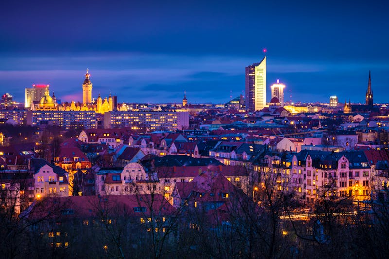 Die Stadt Leipzig an einem Abend im Winter – ©kentauros - stock.adobe.com
