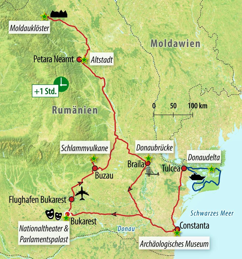 Ihre Reiseroute RO-MWRU2 – © Eberhardt TRAVEL