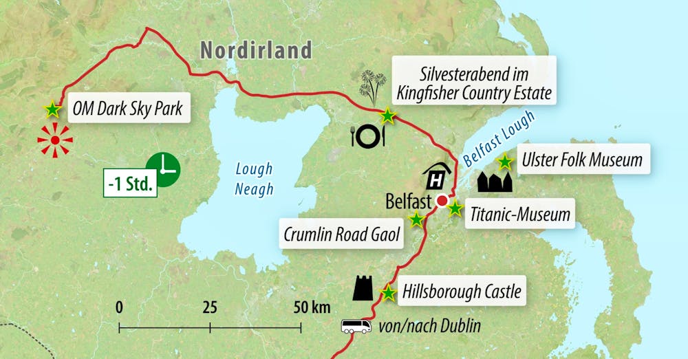 Ihre Reiseroute GB-YYBEL – © Eberhardt TRAVEL