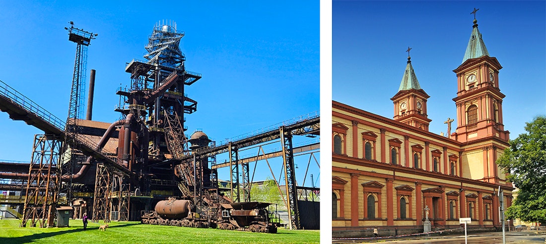 Ostrava - Industrie und Geschichte - Bolt Tower der Witkowitzer Eisenwerke sowie Ostauer Katthedrale – © Eberhardt TRAVEL