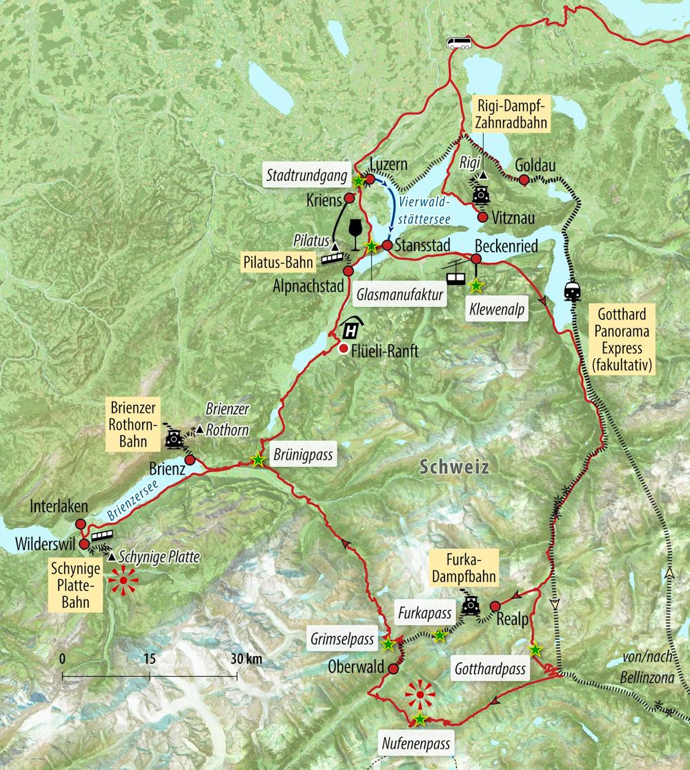Ihre Reiseroute CH-VWSDB  – © Eberhardt TRAVEL