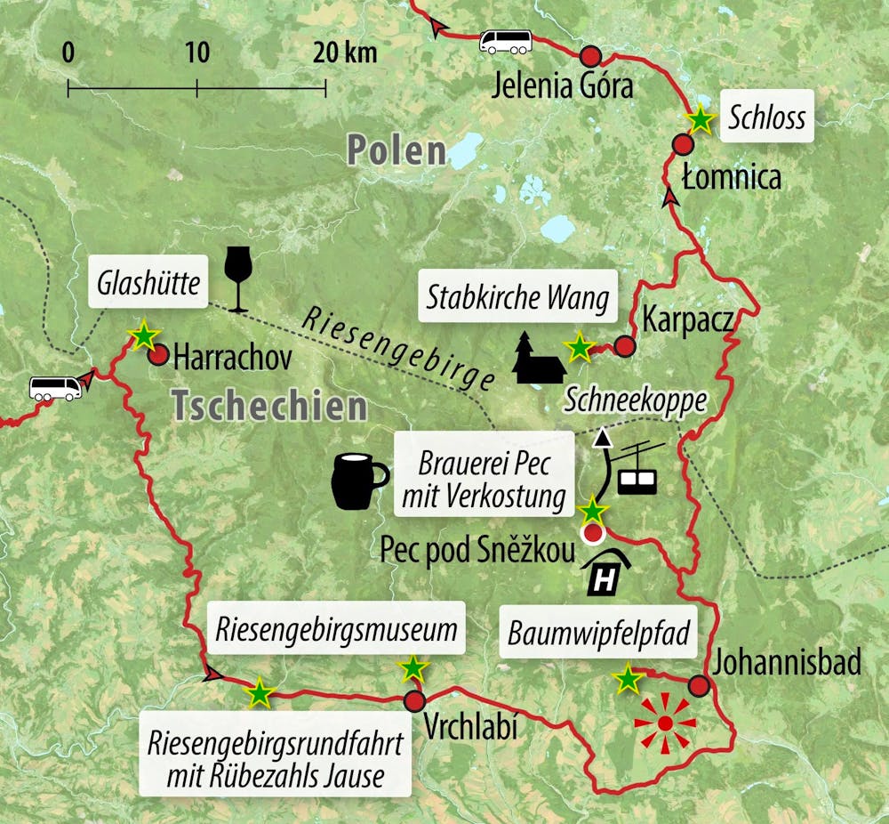Ihre Reiseroute CZ-NBRIE  – © Eberhardt TRAVEL 