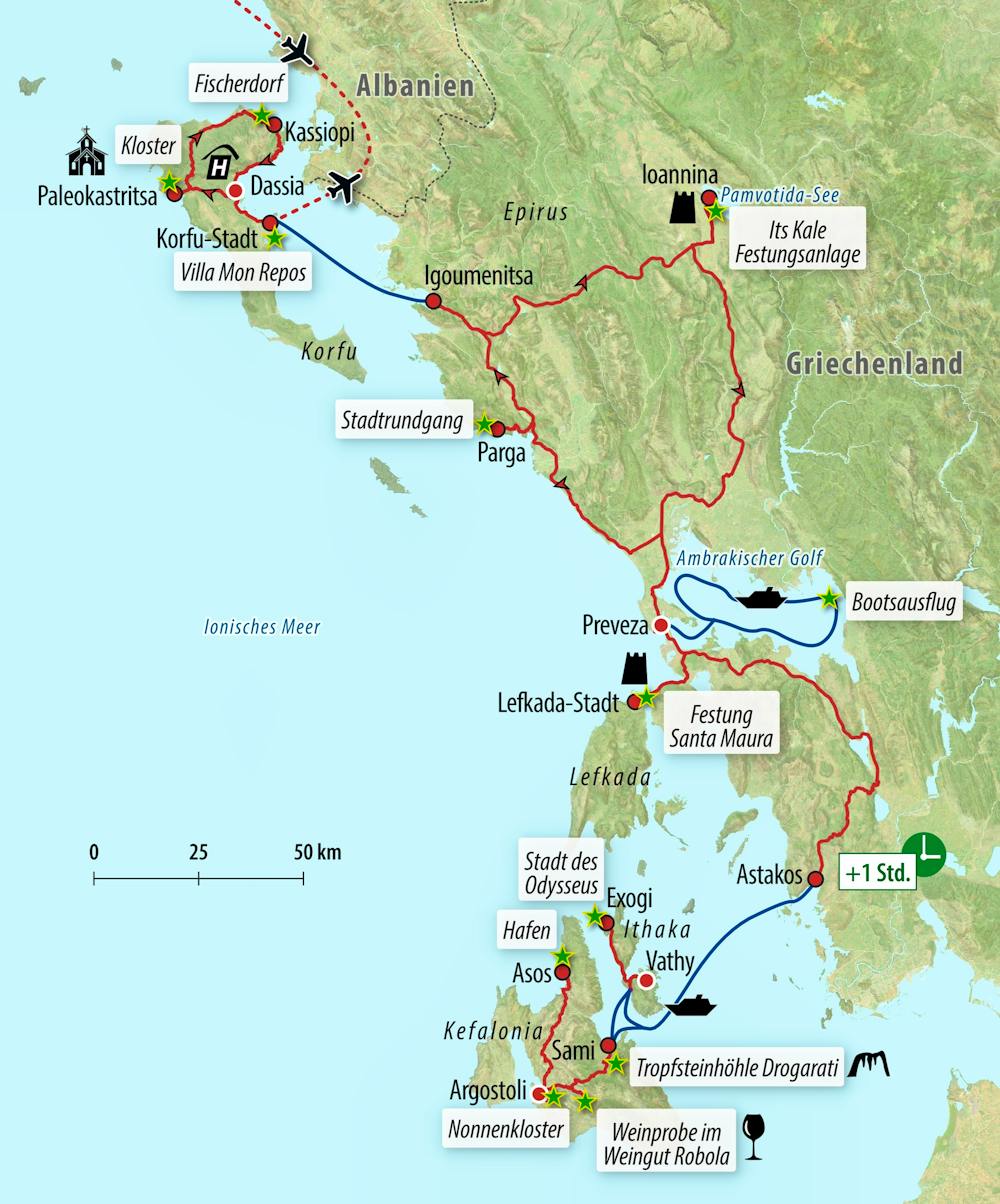 Ihre Reiseroute GR-IONIS – © Eberhardt TRAVEL