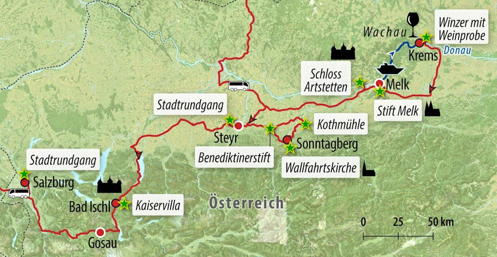 Ihre Reiseroute AT-ROMAN – © Eberhardt TRAVEL