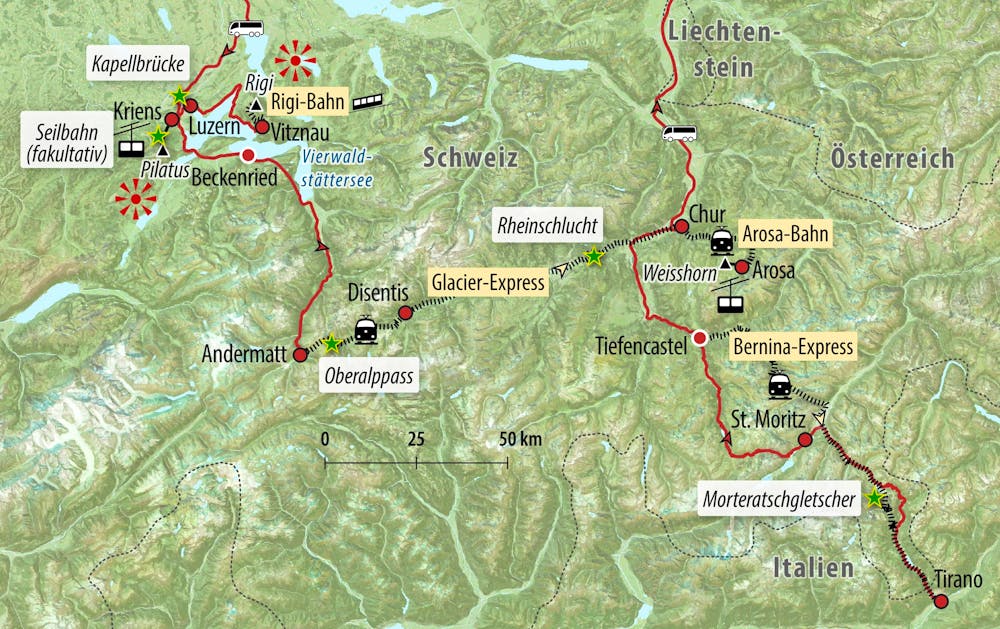 Ihre Reiseroute CH-WISB7 – © Eberhardt TRAVEL
