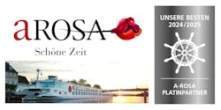 Logo der Reederei © A-ROSA / Bildkollage Eberhardt TRAVEL