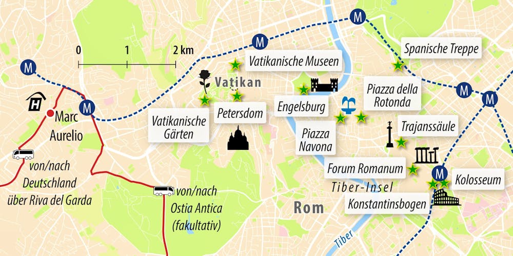 Ihre Reiseroute IT-ROM7T (Hotel Marc Aurelio) – © Eberhardt TRAVEL