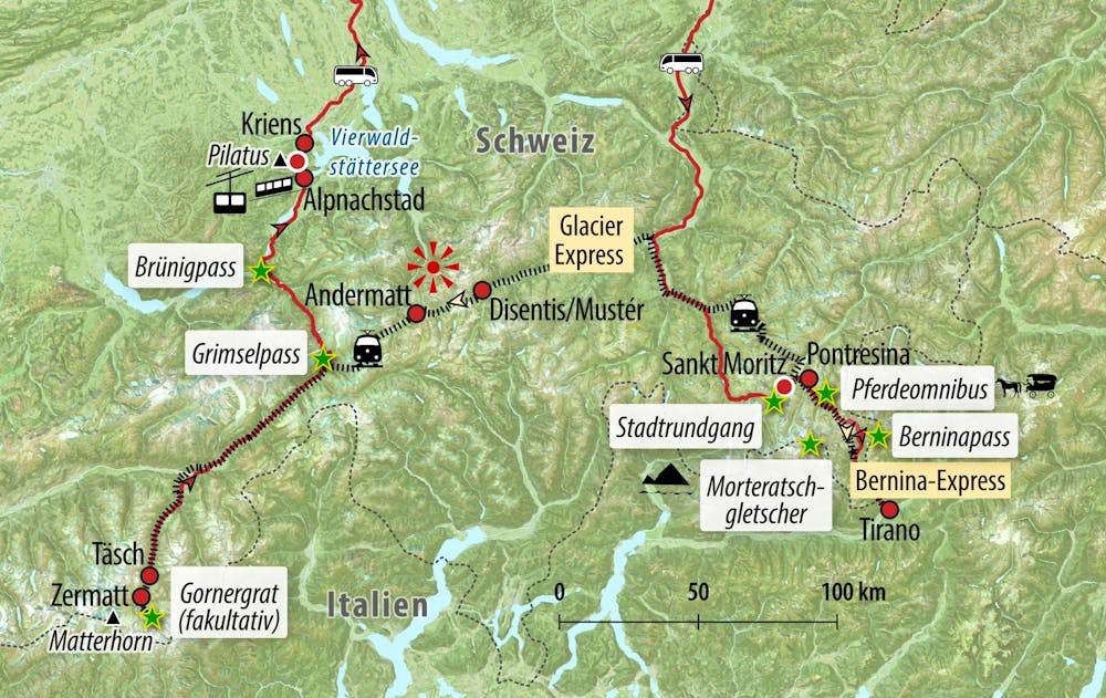 Ihre Reiseroute CH-GBEXK – © Eberhardt TRAVEL