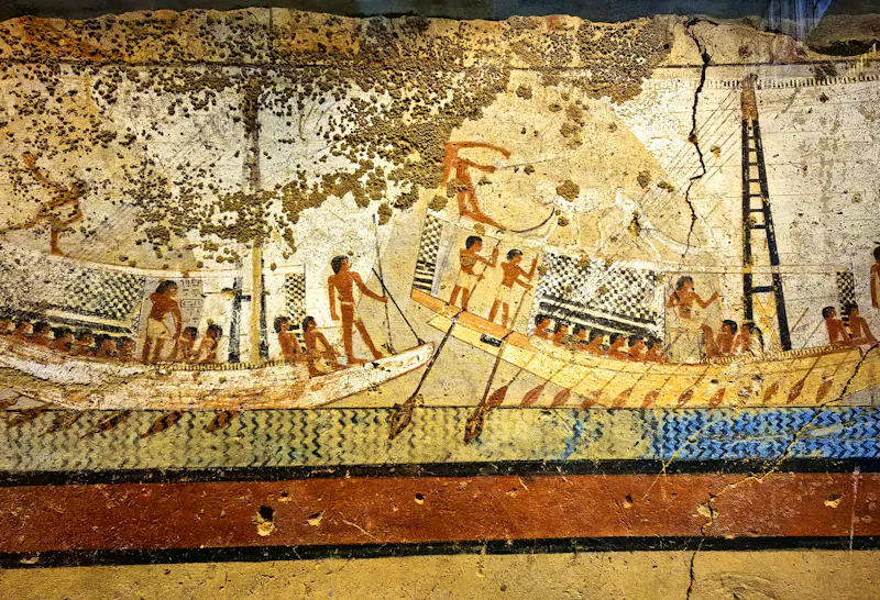 Grand Egyptian Museum - Grabmalerei der Reise eines Verstorbenen ins Jenseits - &copy;Simone Willner - Eberhardt TRAVEL