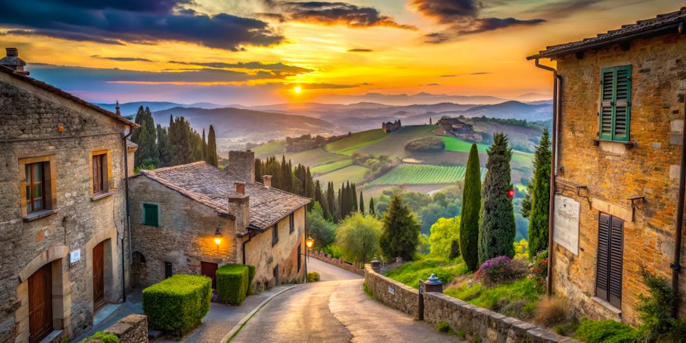San Gimignano bei Sonnenuntergang &ndash; &copy; Kitiphong - stock.adobe.com