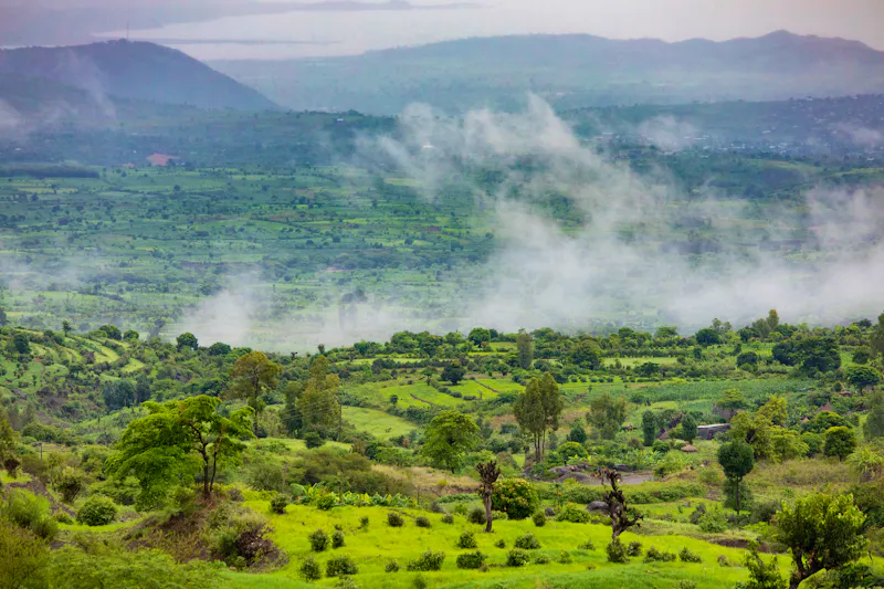 Malerischer Blick auf Bauernhöfe und Dörfer in der südlichen Region Äthiopiens in der Nähe von Konso  - &copy;Wollwerth Imagery - stock.adobe.com