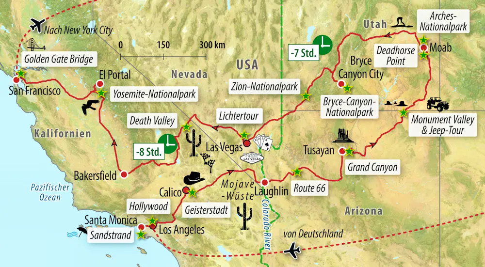 Ihr Reiseroute Westen der USA &ndash; &copy; Eberhardt TRAVEL