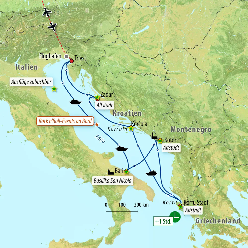 Ihre Reiseroute ab Triest &ndash; &copy; Eberhardt TRAVEL
