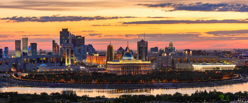 Beautiful sunset over the central part of the capital of Kazakhstan, Astana - &copy;Max Zolotukhin - stock.adobe.com