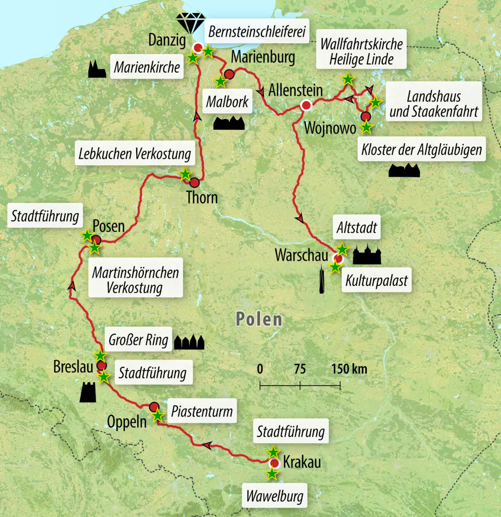 Ihre Reiseroute  &ndash; &copy; Eberhardt TRAVEL 