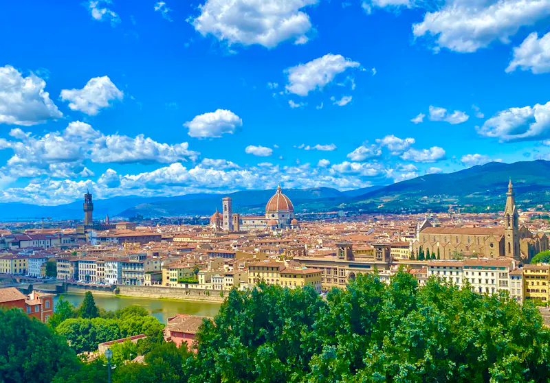 Florenz - Panoramablick auf die Stadt vom Aussichtspunkt Piazzale Michelangelo - &copy;Elena Skalovskaia - stock.adobe.com