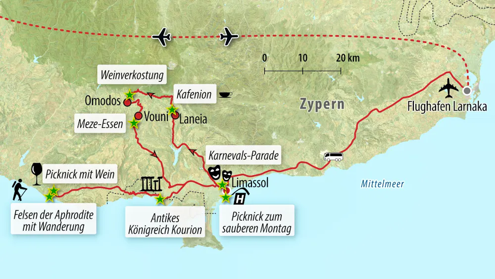 Ihre Reiseroute  &ndash; &copy; Eberhardt TRAVEL 