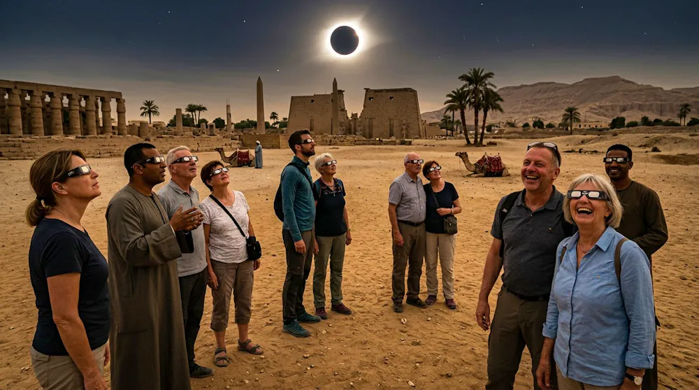 Sonnenfinsternis in Luxor • Ki-generiertes Bild &ndash; &copy; Eberhardt TRAVEL